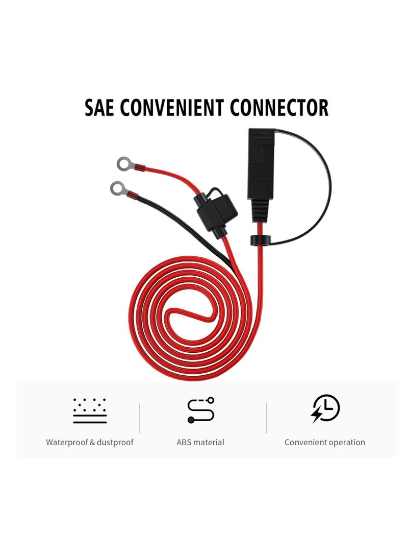 16 Gauge SAE 2 Pin Quick Disconnect To O Ring Terminal Harness Connectors Cable for Battery Charger/Maintainer - Image 4